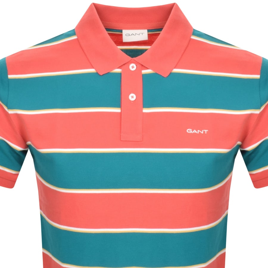 Gant Stripe Pique Polo T Shirt Blue Mainline Menswear Australia